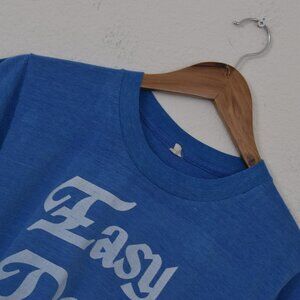 Vintage 90s Blue Single Stitch Scop Neck Tee - Easy Does It...